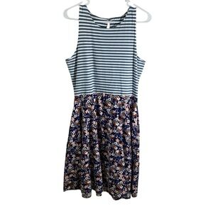 Pact Organic Cotton New Coastal Striped Floral Dress Nautical Outdoor